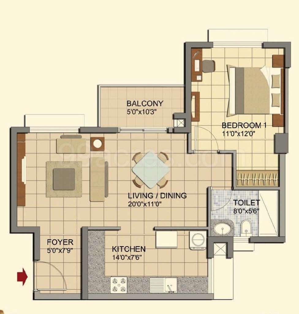 Prestige Lakeside Habitat 1 Bhk Floor Plan Floor Roma